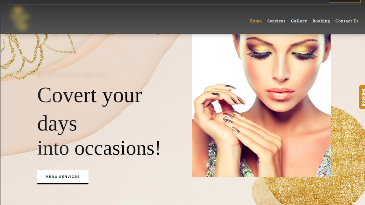 Screenshot of the hero section of a thrown-in website, showing lack of attention to detail.